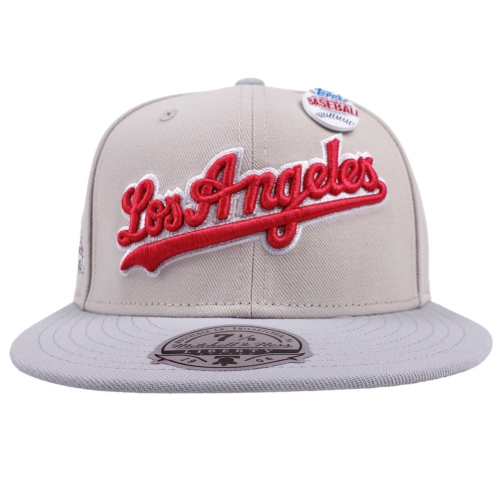 Topps LA Dodgers Mitchell & Ness MLB Fitted 7 1/8 Flatbill Hat‎ Cap 3D Logo NWT